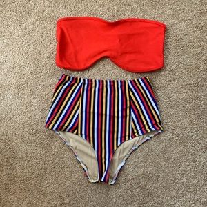American Apparel Barcelona stripe 2 piece swimsuit